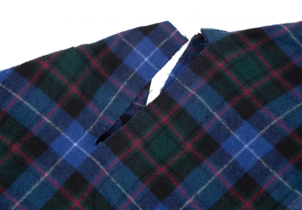 コムデギャルソンCOMME des GARCONS ウール縮絨チェックスクエアシルエットスカート 青他M位 K-111583_003