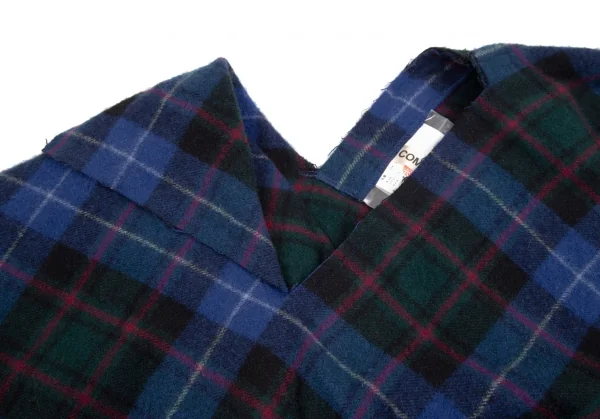 コムデギャルソンCOMME des GARCONS ウール縮絨チェックスクエアシルエットスカート 青他M位 K-111583_004