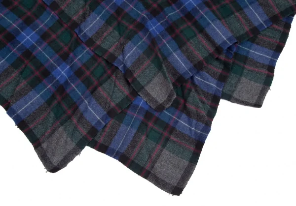 コムデギャルソンCOMME des GARCONS ウール縮絨チェックスクエアシルエットスカート 青他M位 K-111583_009