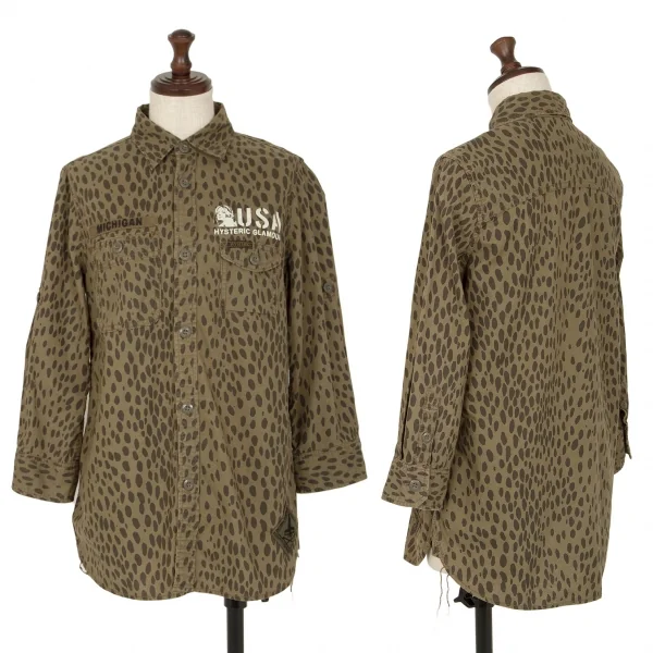 ヒステリックグラマーHYSTERIC GLAMOUR まだらプリントミリタリーシャツ ベージュF K-111609_001