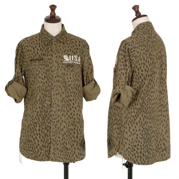 ヒステリックグラマーHYSTERIC GLAMOUR まだらプリントミリタリーシャツ ベージュF K-111609_002