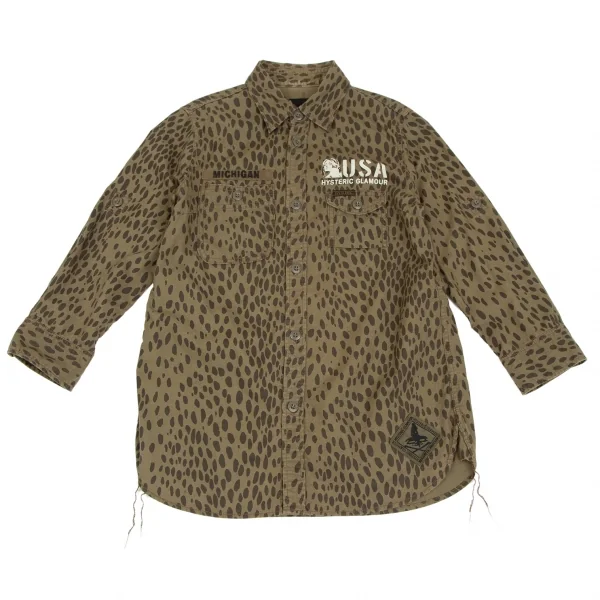 ヒステリックグラマーHYSTERIC GLAMOUR まだらプリントミリタリーシャツ ベージュF K-111609_003