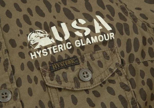 ヒステリックグラマーHYSTERIC GLAMOUR まだらプリントミリタリーシャツ ベージュF K-111609_008