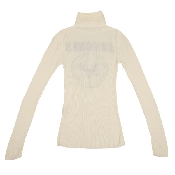 ヒステリックグラマーHYSTERIC GLAMOUR ラモーンズロゴプリントタートルネックリブニット クリームF K-111610_013