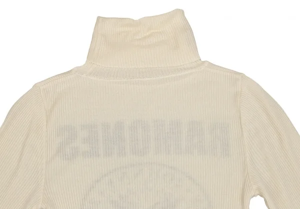 ヒステリックグラマーHYSTERIC GLAMOUR ラモーンズロゴプリントタートルネックリブニット クリームF K-111610_014