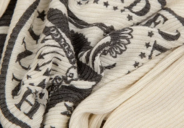 ヒステリックグラマーHYSTERIC GLAMOUR ラモーンズロゴプリントタートルネックリブニット クリームF K-111610_016