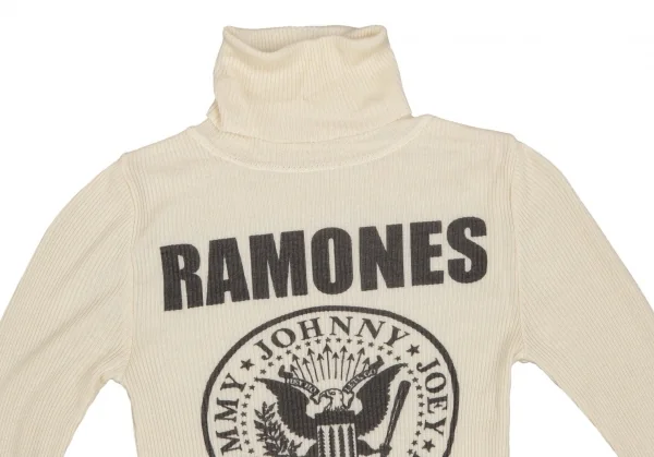 ヒステリックグラマーHYSTERIC GLAMOUR ラモーンズロゴプリントタートルネックリブニット クリームF K-111610_003