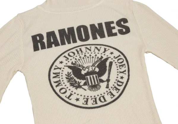 ヒステリックグラマーHYSTERIC GLAMOUR ラモーンズロゴプリントタートルネックリブニット クリームF K-111610_006