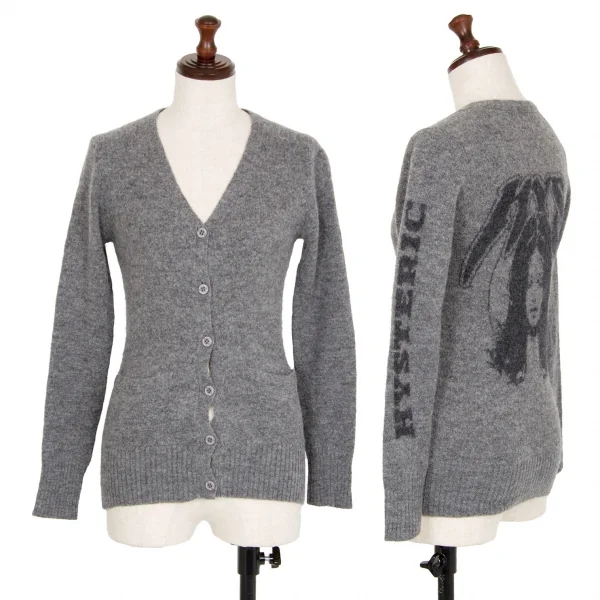 ヒステリックグラマーHYSTERIC GLAMOUR バックガールニットカーディガン グレーF K-111613_001