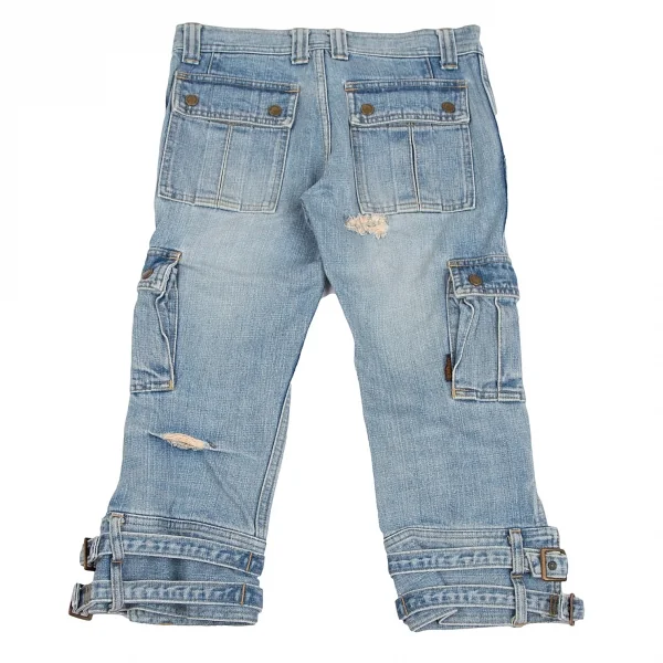 ヒステリックスHysterics 裾ベルトクロップドデニムパンツ 淡インディゴXS K-111619_013