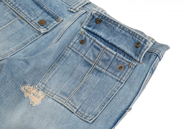 ヒステリックスHysterics 裾ベルトクロップドデニムパンツ 淡インディゴXS K-111619_015