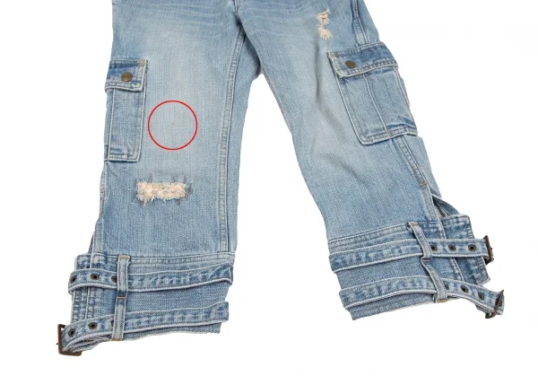 ヒステリックスHysterics 裾ベルトクロップドデニムパンツ 淡インディゴXS K-111619_006