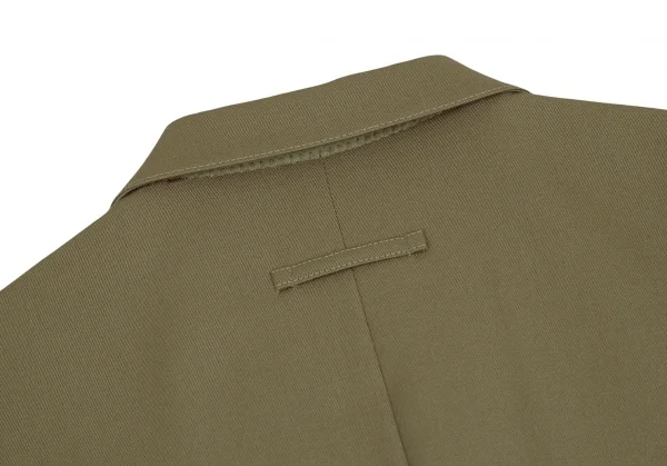 ジャンポールゴルチエ オムJean Paul GAULTIER HOMMEウールギャバメタルボタンダブルブレストノースリーブジャケット カーキ48 K-111628_012