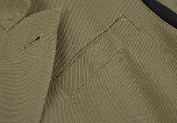 ジャンポールゴルチエ オムJean Paul GAULTIER HOMMEウールギャバメタルボタンダブルブレストノースリーブジャケット カーキ48 K-111628_004