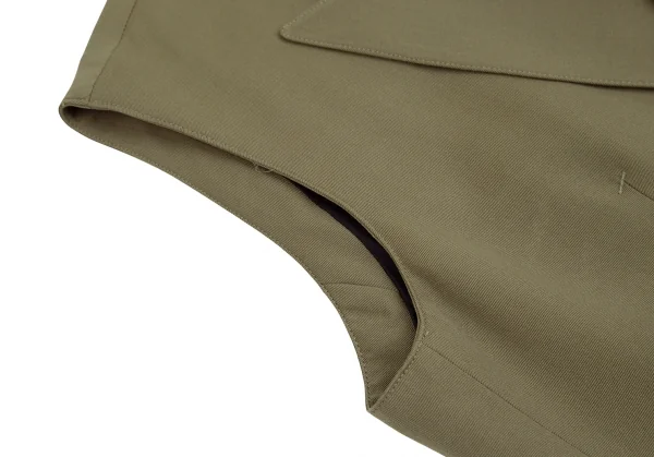 ジャンポールゴルチエ オムJean Paul GAULTIER HOMMEウールギャバメタルボタンダブルブレストノースリーブジャケット カーキ48 K-111628_005