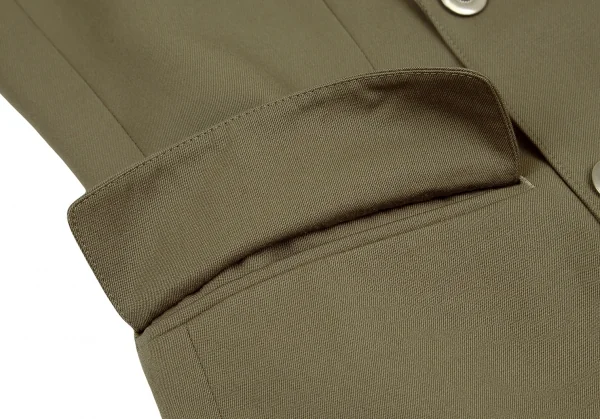 ジャンポールゴルチエ オムJean Paul GAULTIER HOMMEウールギャバメタルボタンダブルブレストノースリーブジャケット カーキ48 K-111628_008