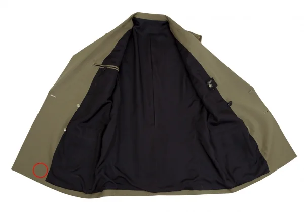 ジャンポールゴルチエ オムJean Paul GAULTIER HOMMEウールギャバメタルボタンダブルブレストノースリーブジャケット カーキ48 K-111628_009