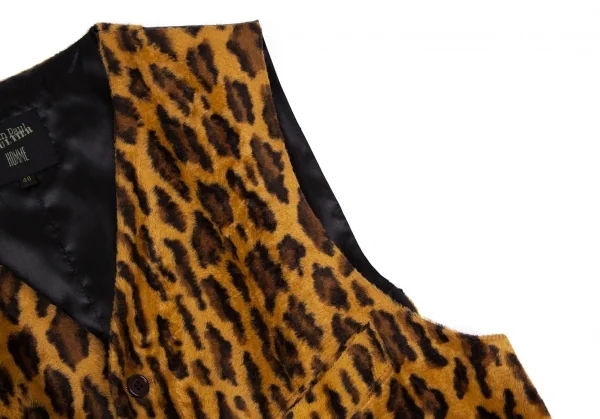 ジャンポールゴルチエ オムJean Paul GAULTIER HOMME レオパードフェイクファー切替ジレベスト 茶黒48 K-111631_004