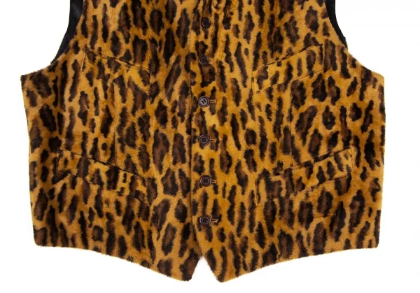 ジャンポールゴルチエ オムJean Paul GAULTIER HOMME レオパードフェイクファー切替ジレベスト 茶黒48 K-111631_005