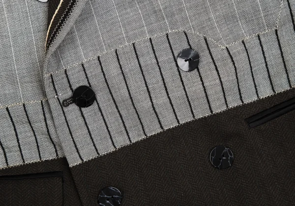 ジャンポールゴルチエ オムJean Paul GAULTIER HOMME インサイドアウトダブルブレストジャケット 茶紺グレー48 K-111634_011