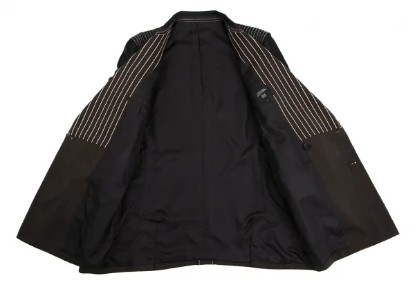 ジャンポールゴルチエ オムJean Paul GAULTIER HOMME インサイドアウトダブルブレストジャケット 茶紺グレー48 K-111634_012