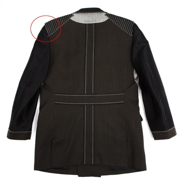 ジャンポールゴルチエ オムJean Paul GAULTIER HOMME インサイドアウトダブルブレストジャケット 茶紺グレー48 K-111634_013