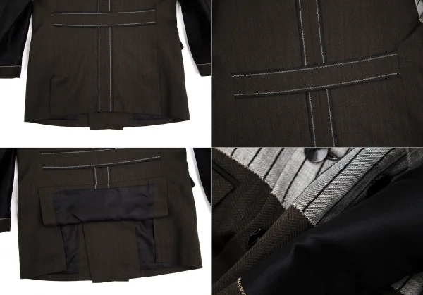 ジャンポールゴルチエ オムJean Paul GAULTIER HOMME インサイドアウトダブルブレストジャケット 茶紺グレー48 K-111634_017