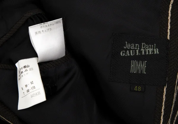 ジャンポールゴルチエ オムJean Paul GAULTIER HOMME インサイドアウトダブルブレストジャケット 茶紺グレー48 K-111634_018