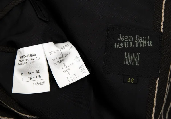 ジャンポールゴルチエ オムJean Paul GAULTIER HOMME インサイドアウトダブルブレストジャケット 茶紺グレー48 K-111634_019