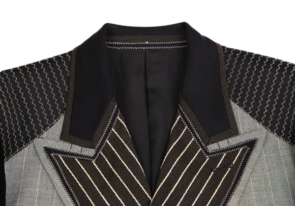 ジャンポールゴルチエ オムJean Paul GAULTIER HOMME インサイドアウトダブルブレストジャケット 茶紺グレー48 K-111634_003