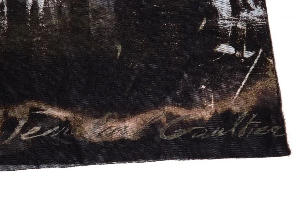 ジャンポールゴルチエ ファムJean Paul GAULTIER FEMME グラフィックプリントパワーネットタートルネックタンクトップ 黒グレー40 K-111640_012
