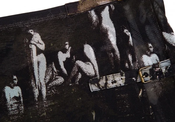 ジャンポールゴルチエ ファムJean Paul GAULTIER FEMME グラフィックプリントパワーネットセットアップスーツ 黒グレー40 K-111642_015