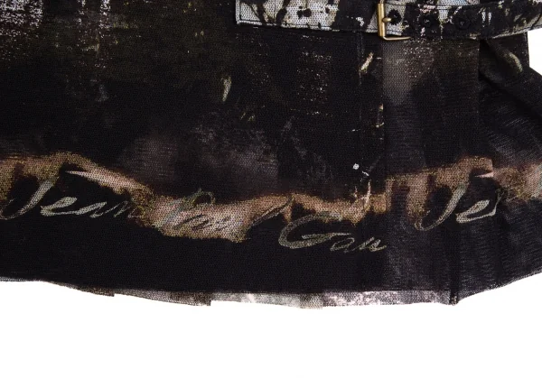 ジャンポールゴルチエ ファムJean Paul GAULTIER FEMME グラフィックプリントパワーネットセットアップスーツ 黒グレー40 K-111642_016