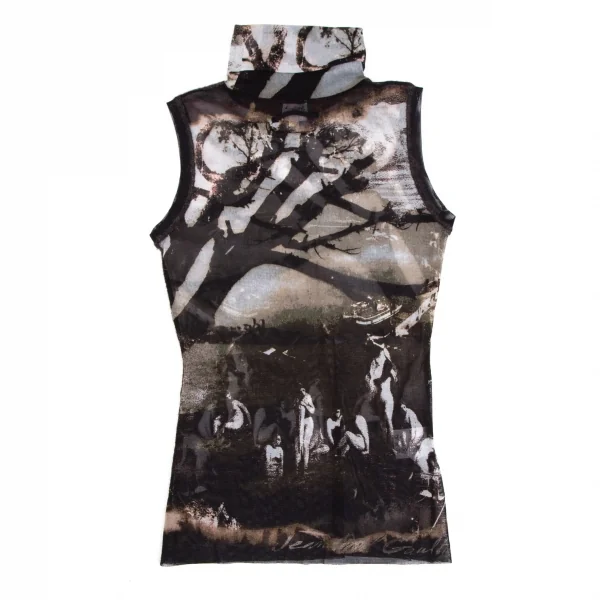 ジャンポールゴルチエ ファムJean Paul GAULTIER FEMME グラフィックプリントパワーネットセットアップスーツ 黒グレー40 K-111642_007