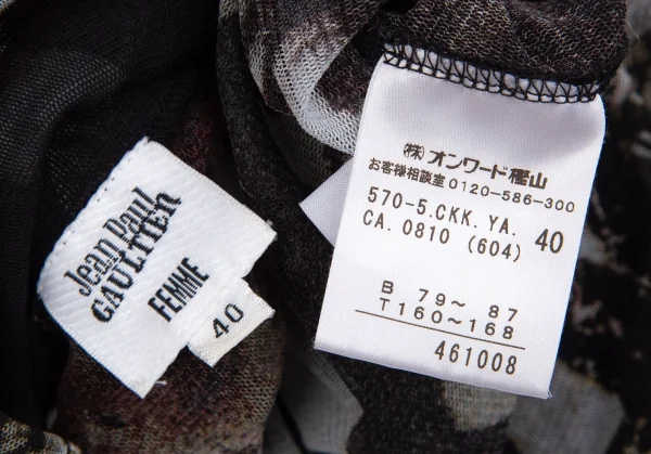 ジャンポールゴルチエ ファムJean Paul GAULTIER FEMME グラフィックプリントパワーネットセットアップスーツ 黒グレー40 K-111642_008