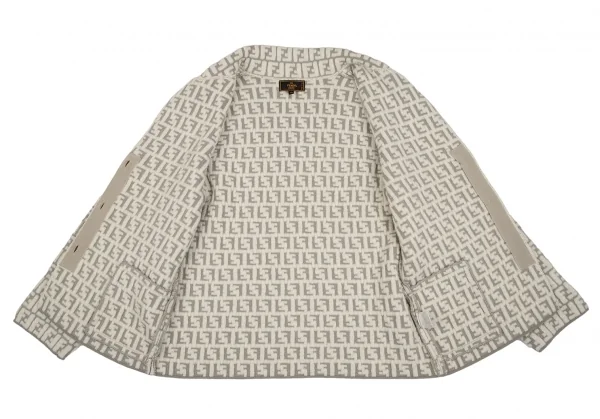 フェンディFENDI ズッカ柄ニットジャケット FF柄 アイボリーグレー40 K-111651_010