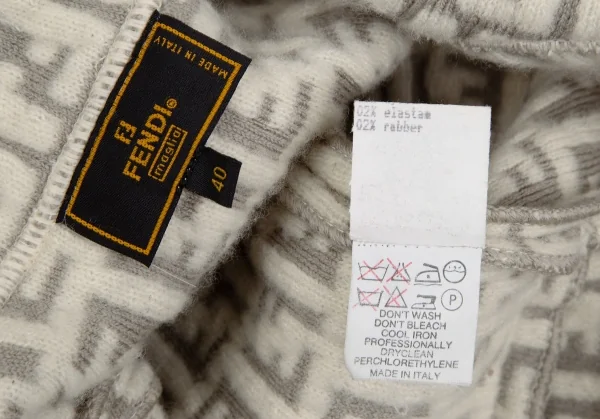 フェンディFENDI ズッカ柄ニットジャケット FF柄 アイボリーグレー40 K-111651_015