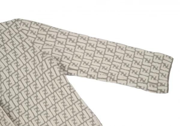 フェンディFENDI ズッカ柄ニットジャケット FF柄 アイボリーグレー40 K-111651_004