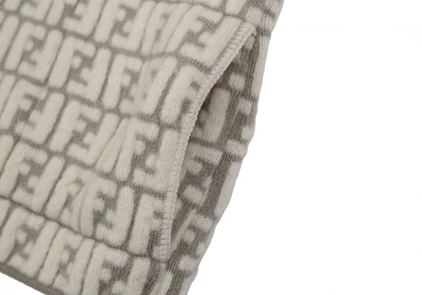 フェンディFENDI ズッカ柄ニットジャケット FF柄 アイボリーグレー40 K-111651_007