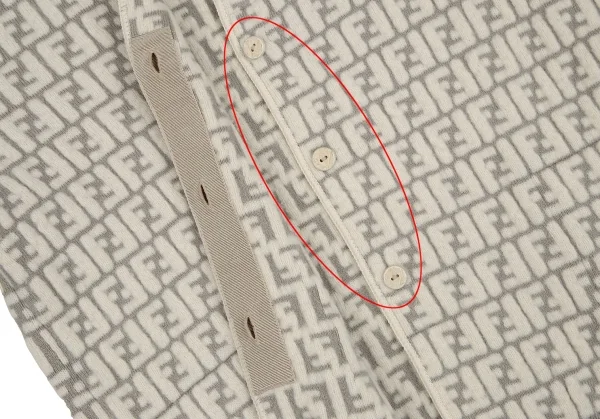 フェンディFENDI ズッカ柄ニットジャケット FF柄 アイボリーグレー40 K-111651_008