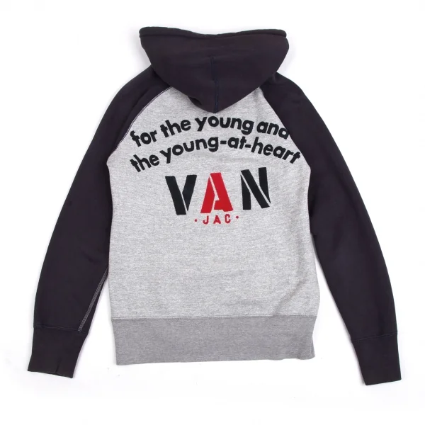 アイ ジュンヤワタナベ マン コムデギャルソン×ヴァンeYe JUNYA WATANABE MAN COMME des GARCONS×VAN バックロゴ刺繍ラグランパーカー グレー紺S K-111655_001