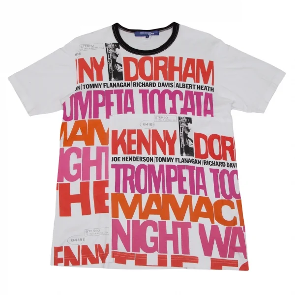ジュンヤワタナベマン コムデギャルソンJUNYA WATANABE MAN COMME des GARCONS ジャズプリント切替リンガーTシャツ 白S K-111657_001
