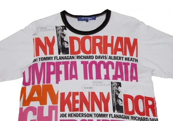 ジュンヤワタナベマン コムデギャルソンJUNYA WATANABE MAN COMME des GARCONS ジャズプリント切替リンガーTシャツ 白S K-111657_002