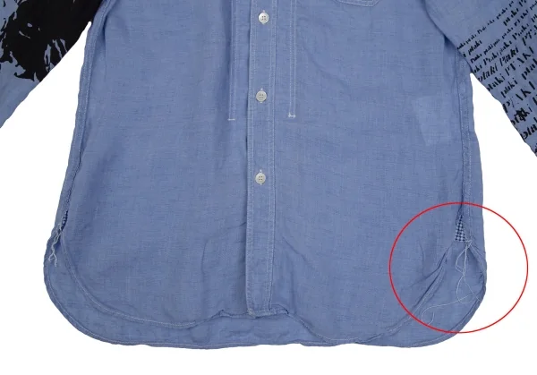 ジュンヤワタナベマン コムデギャルソンJUNYA WATANABE MAN COMME des GARCONS×Bronislaw Zelek 袖スカルウィングプリントガーゼシャツ 水色S K-111659_010