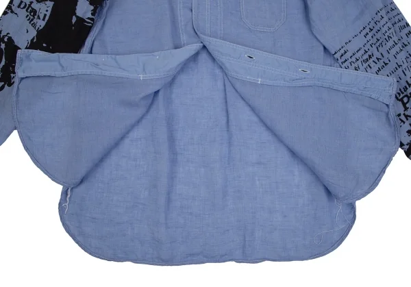 ジュンヤワタナベマン コムデギャルソンJUNYA WATANABE MAN COMME des GARCONS×Bronislaw Zelek 袖スカルウィングプリントガーゼシャツ 水色S K-111659_012