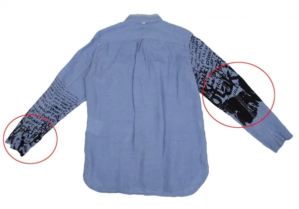 ジュンヤワタナベマン コムデギャルソンJUNYA WATANABE MAN COMME des GARCONS×Bronislaw Zelek 袖スカルウィングプリントガーゼシャツ 水色S K-111659_014