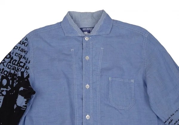 ジュンヤワタナベマン コムデギャルソンJUNYA WATANABE MAN COMME des GARCONS×Bronislaw Zelek 袖スカルウィングプリントガーゼシャツ 水色S K-111659_002