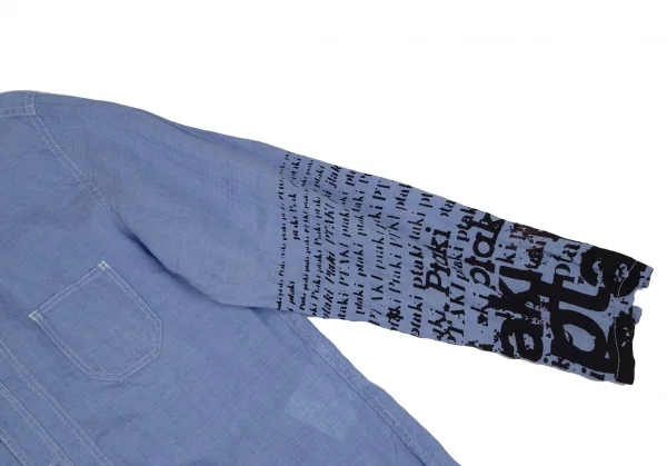 ジュンヤワタナベマン コムデギャルソンJUNYA WATANABE MAN COMME des GARCONS×Bronislaw Zelek 袖スカルウィングプリントガーゼシャツ 水色S K-111659_004