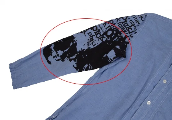 ジュンヤワタナベマン コムデギャルソンJUNYA WATANABE MAN COMME des GARCONS×Bronislaw Zelek 袖スカルウィングプリントガーゼシャツ 水色S K-111659_007