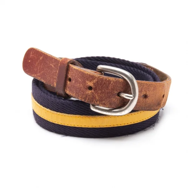 ジュンヤワタナベマン コムデギャルソンJUNYA WATANABE MAN COMME des GARCONS レザー切替ラインベルト 紺黄 K-111664_001
